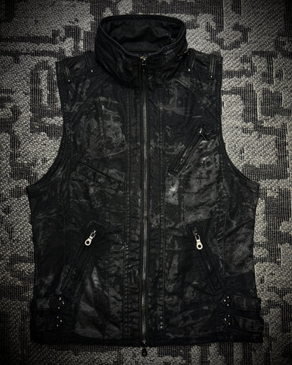 Midas Coated Splatter Multi-Zip Biker Vest