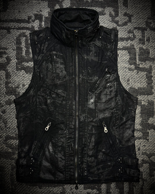 Midas Coated Splatter Multi-Zip Biker Vest