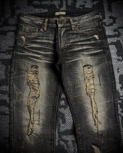 GOA Mud Washed Distressed Bootcut Denim
