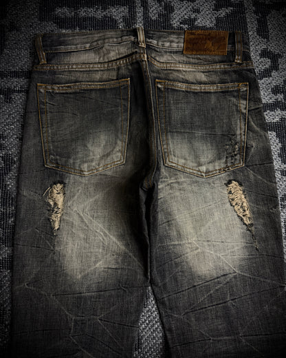 GOA Mud Washed Distressed Bootcut Denim