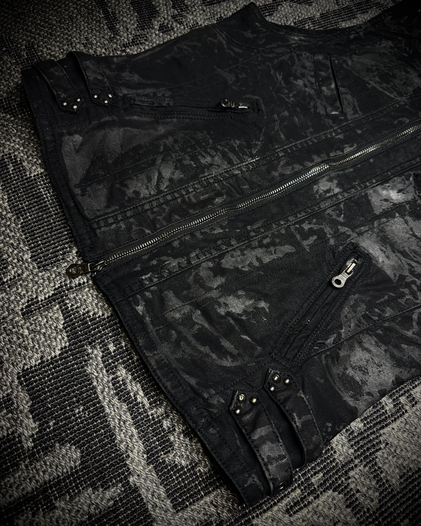 Midas Coated Splatter Multi-Zip Biker Vest