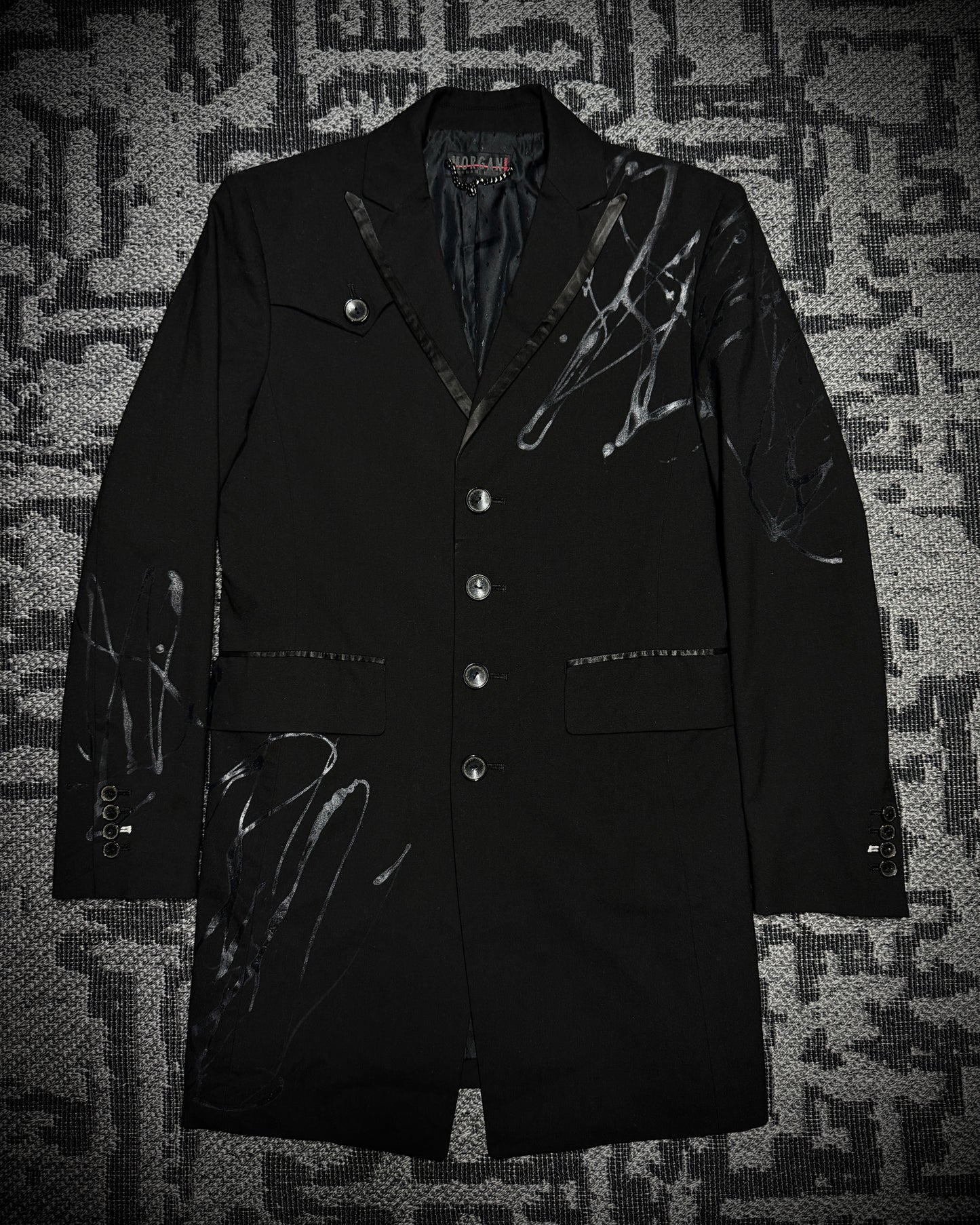 Morgan Homme Coated Abstract Long Blazer