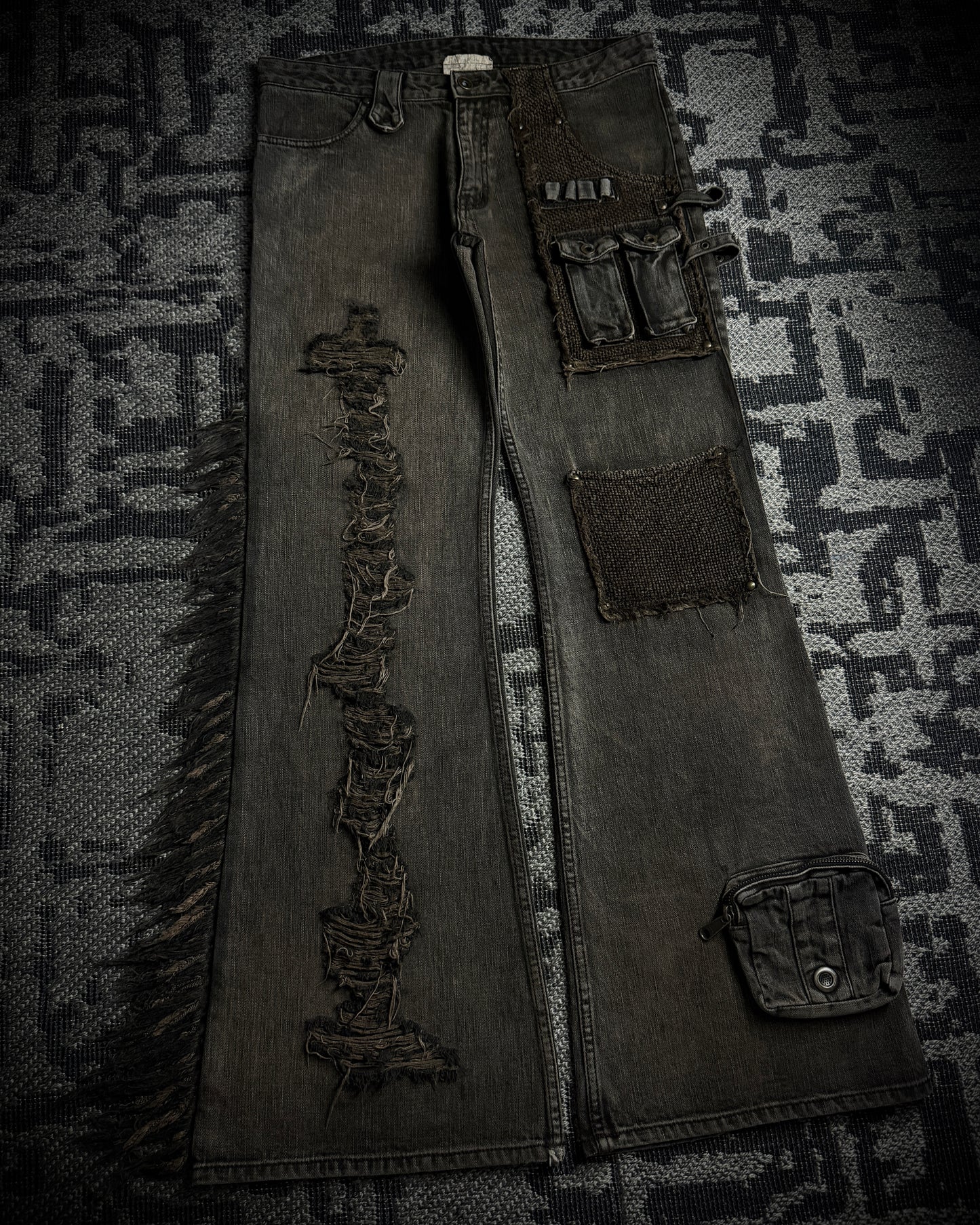 VERONICA by LED RECHWE “Crazy Racer” Mud Washed Utility Flared Denim