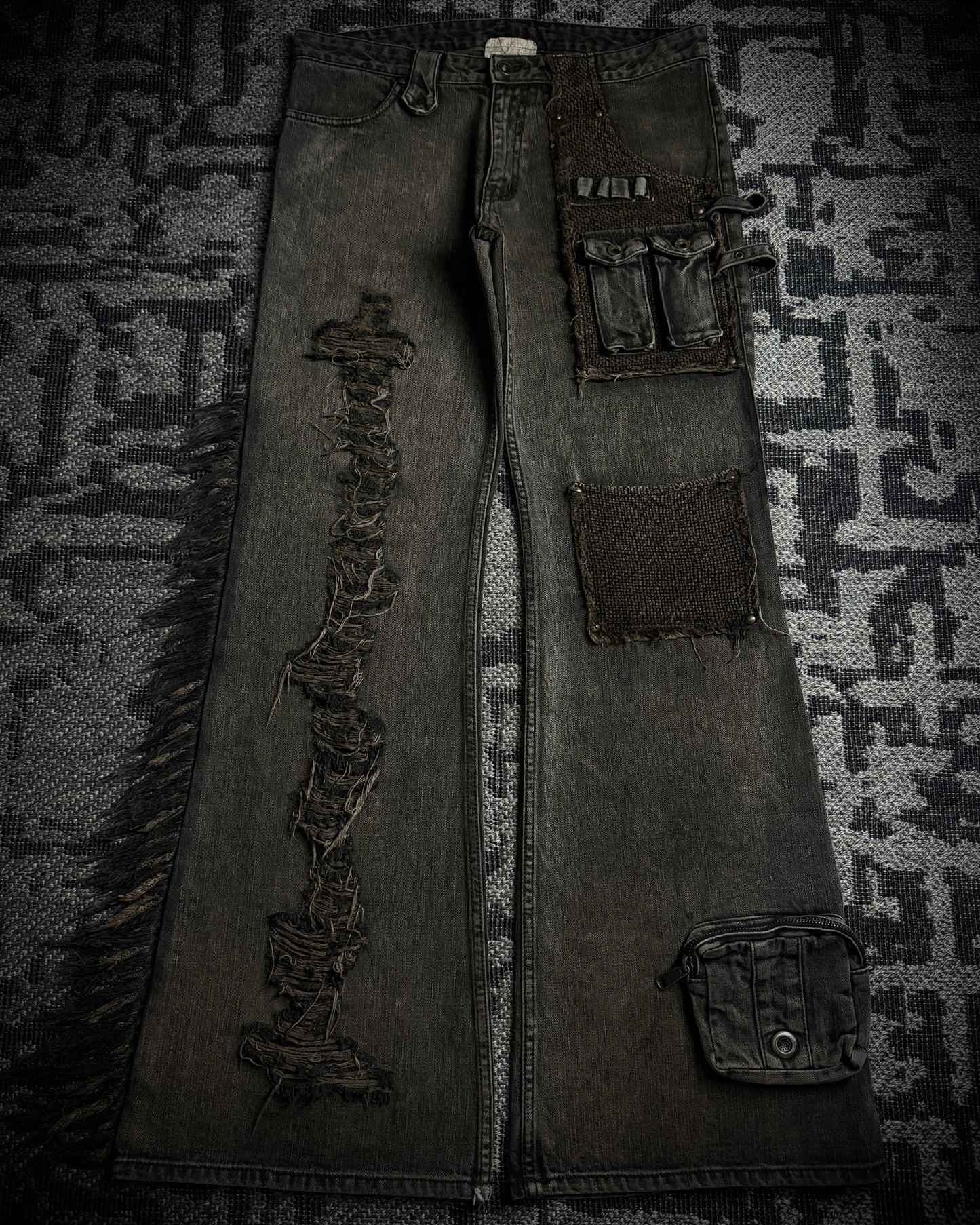 VERONICA by LED RECHWE “Crazy Racer” Mud Washed Utility Flared Denim