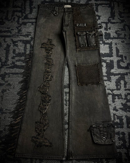VERONICA by LED RECHWE “Crazy Racer” Mud Washed Utility Flared Denim