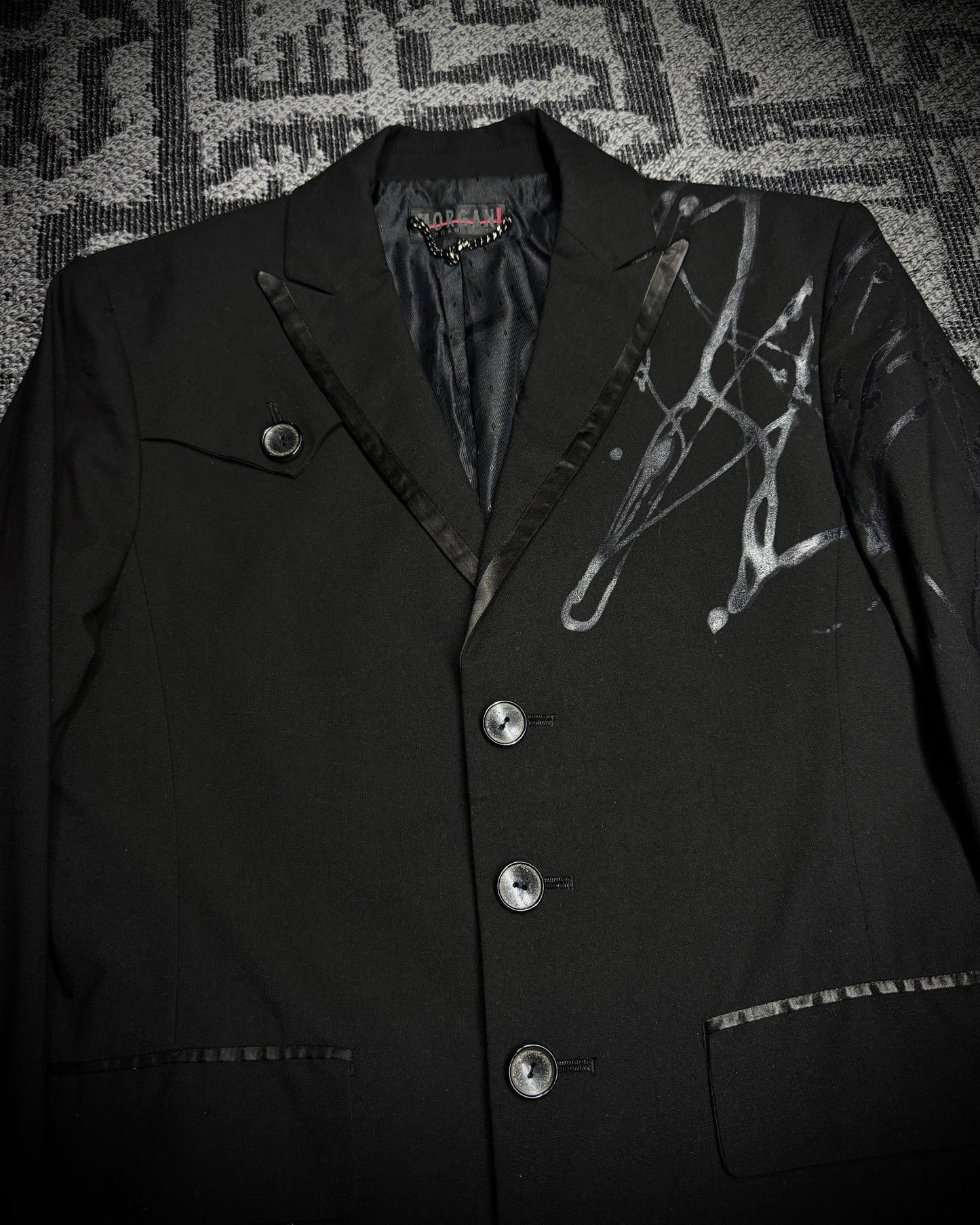 Morgan Homme Coated Abstract Long Blazer