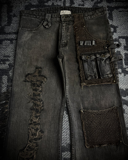 VERONICA by LED RECHWE “Crazy Racer” Mud Washed Utility Flared Denim
