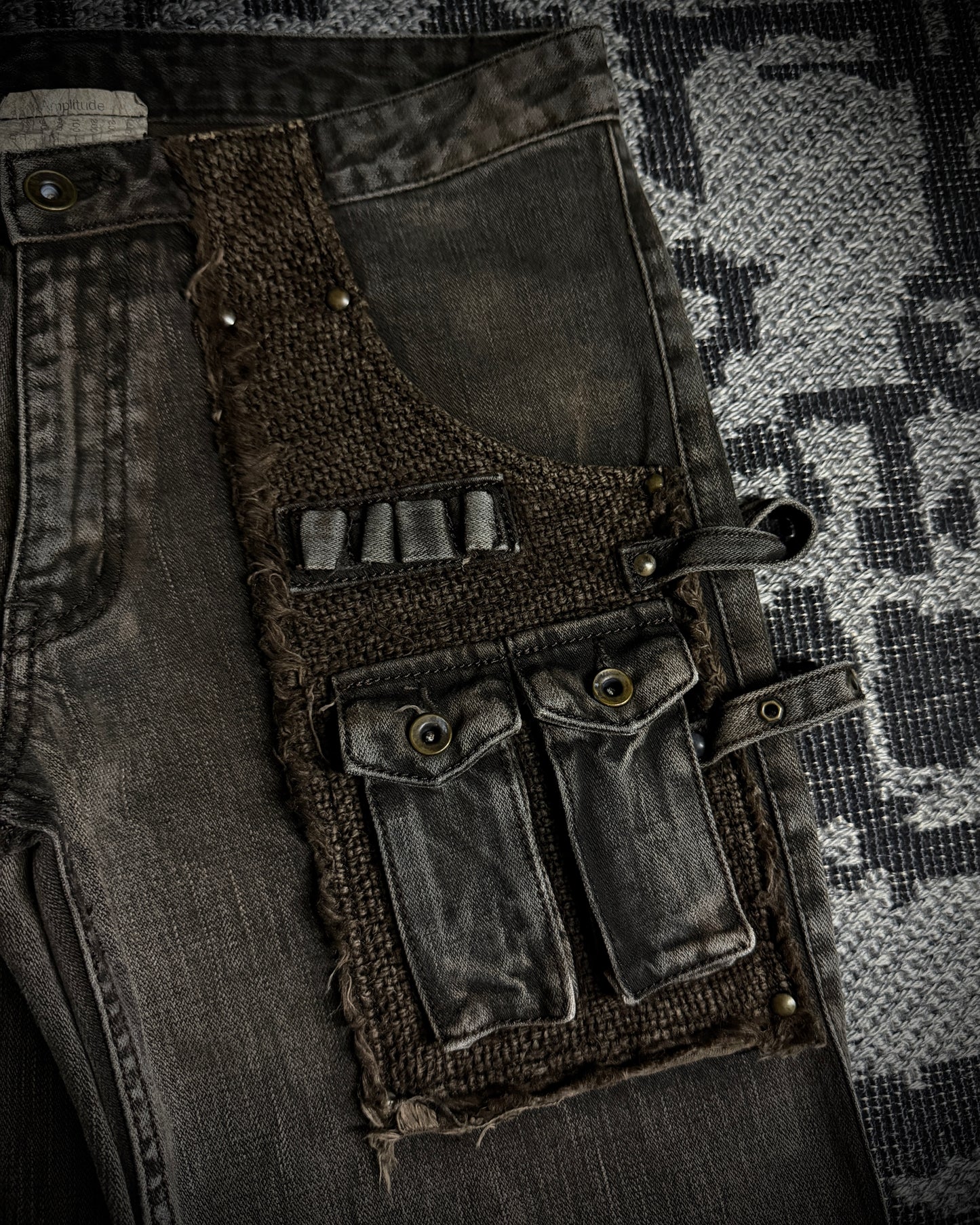 VERONICA by LED RECHWE “Crazy Racer” Mud Washed Utility Flared Denim