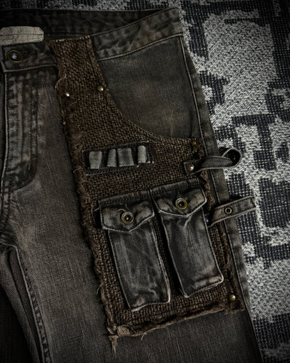 VERONICA by LED RECHWE “Crazy Racer” Mud Washed Utility Flared Denim