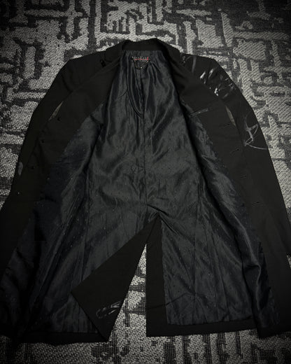 Morgan Homme Coated Abstract Long Blazer