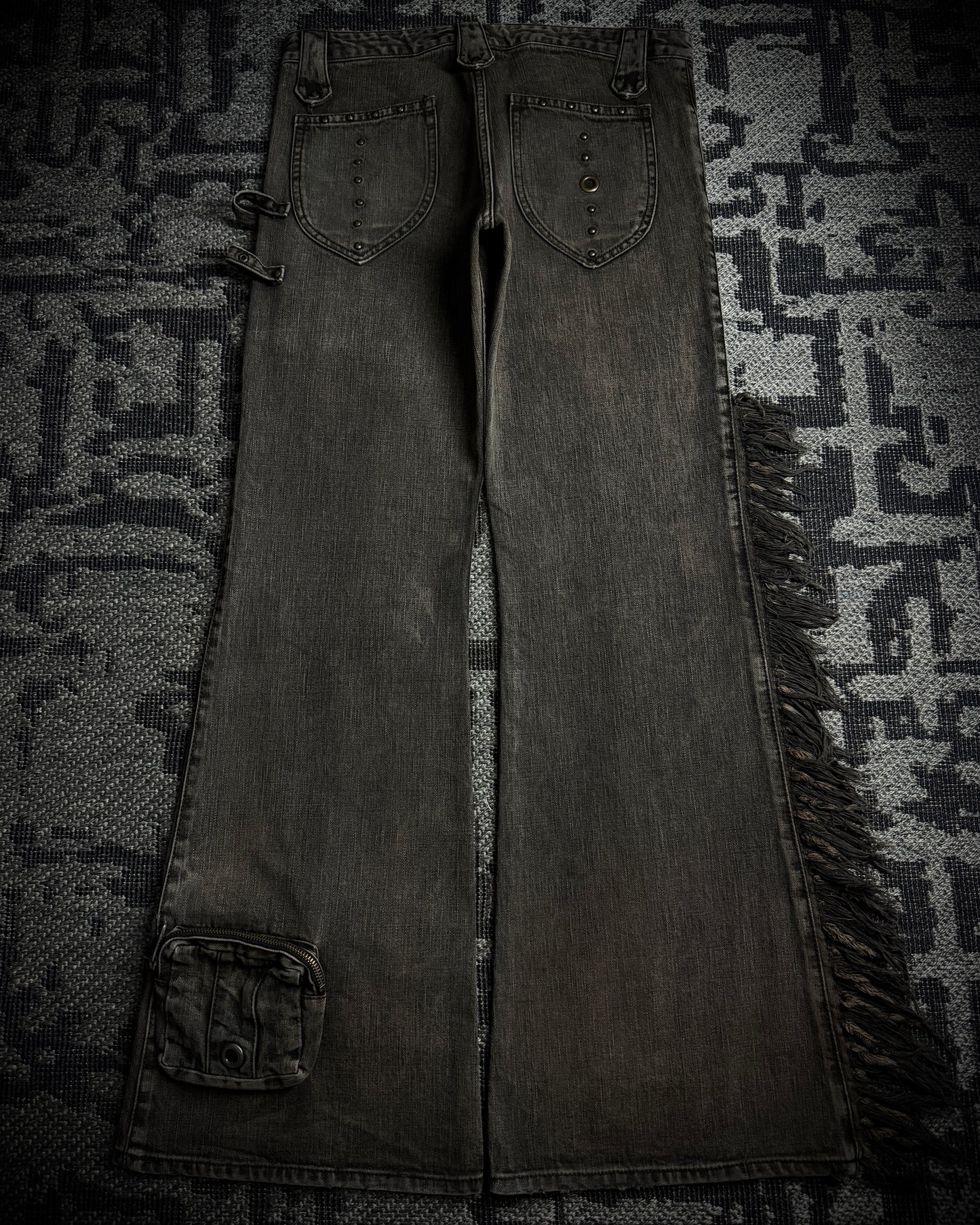 VERONICA by LED RECHWE “Crazy Racer” Mud Washed Utility Flared Denim