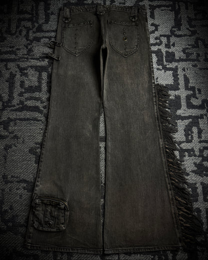 VERONICA by LED RECHWE “Crazy Racer” Mud Washed Utility Flared Denim