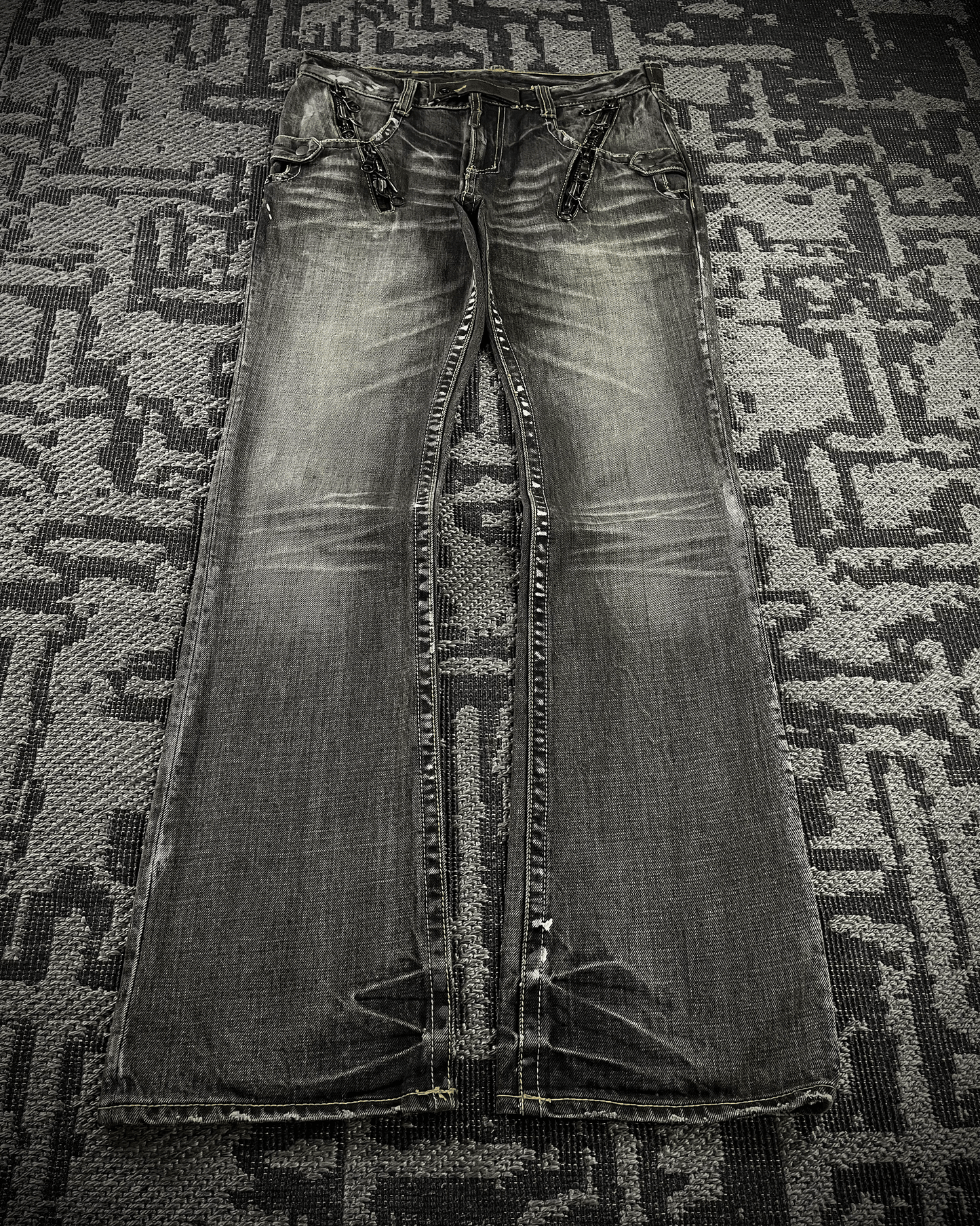 Semantic Design Multi -Zip Black Bootcut Jeans