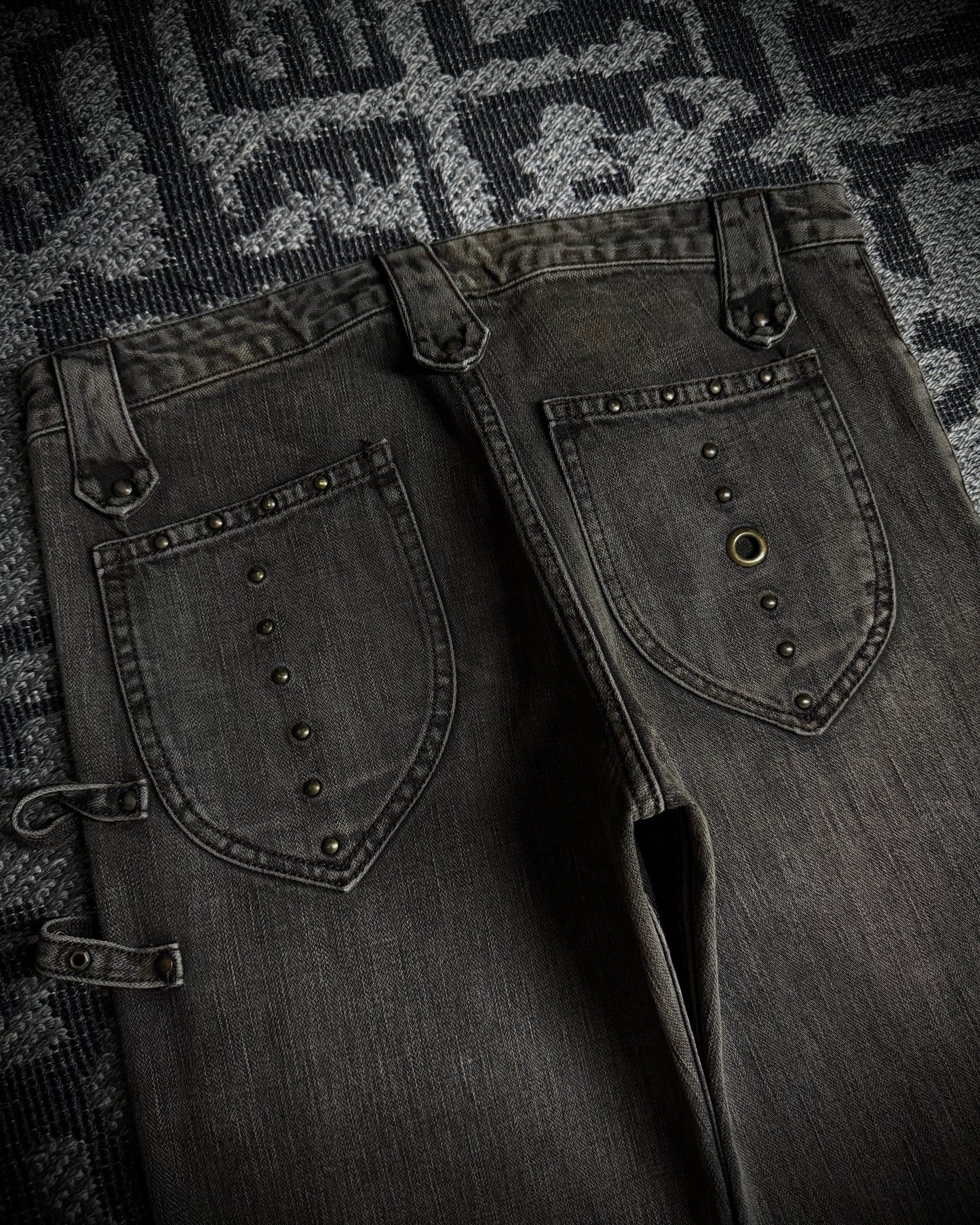 VERONICA by LED RECHWE “Crazy Racer” Mud Washed Utility Flared Denim