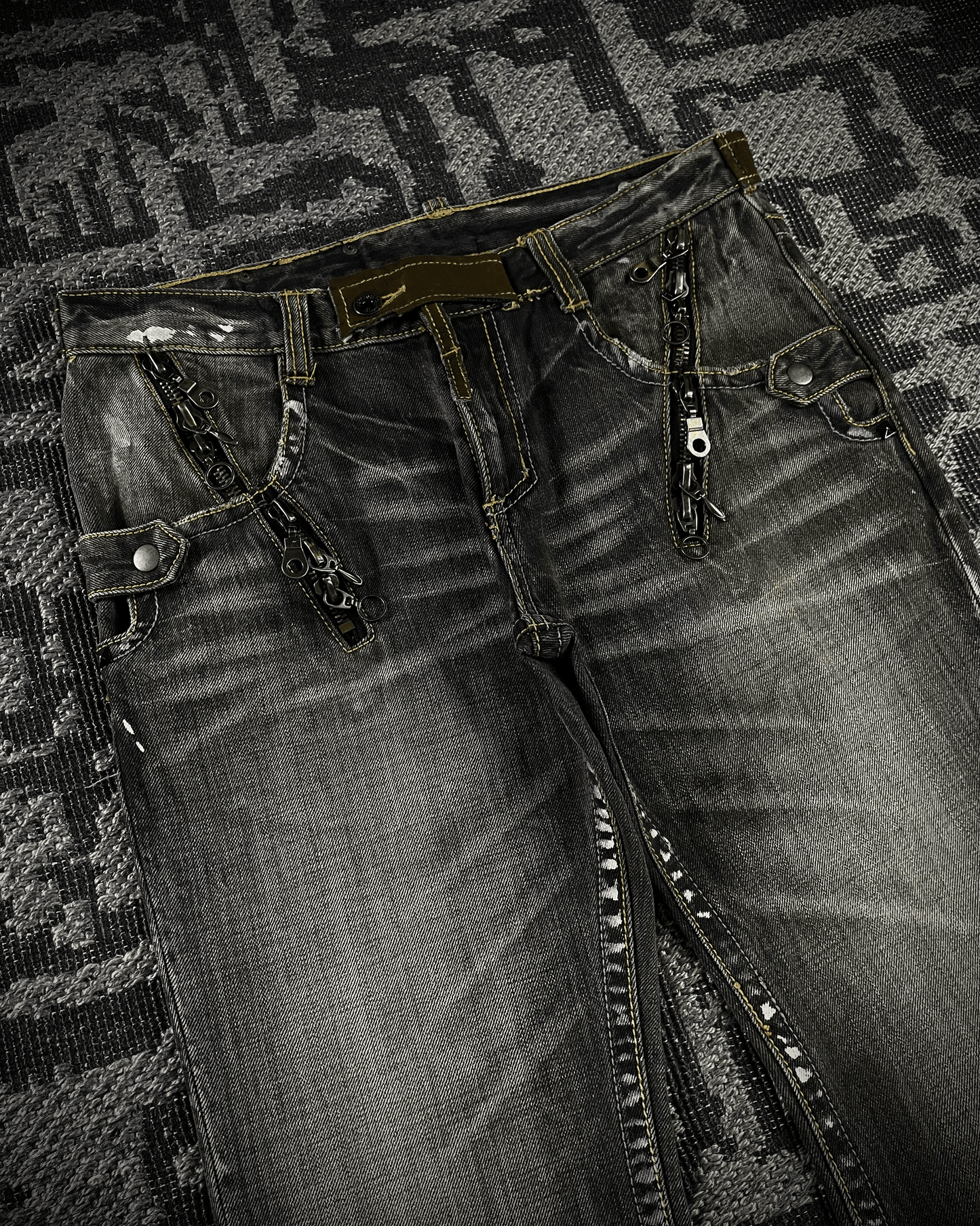 Semantic Design Multi -Zip Black Bootcut Jeans