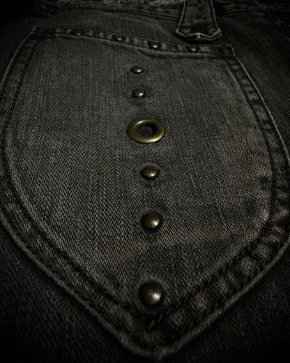 VERONICA by LED RECHWE “Crazy Racer” Mud Washed Utility Flared Denim