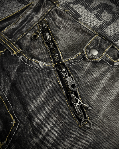 Semantic Design Multi -Zip Black Bootcut Jeans