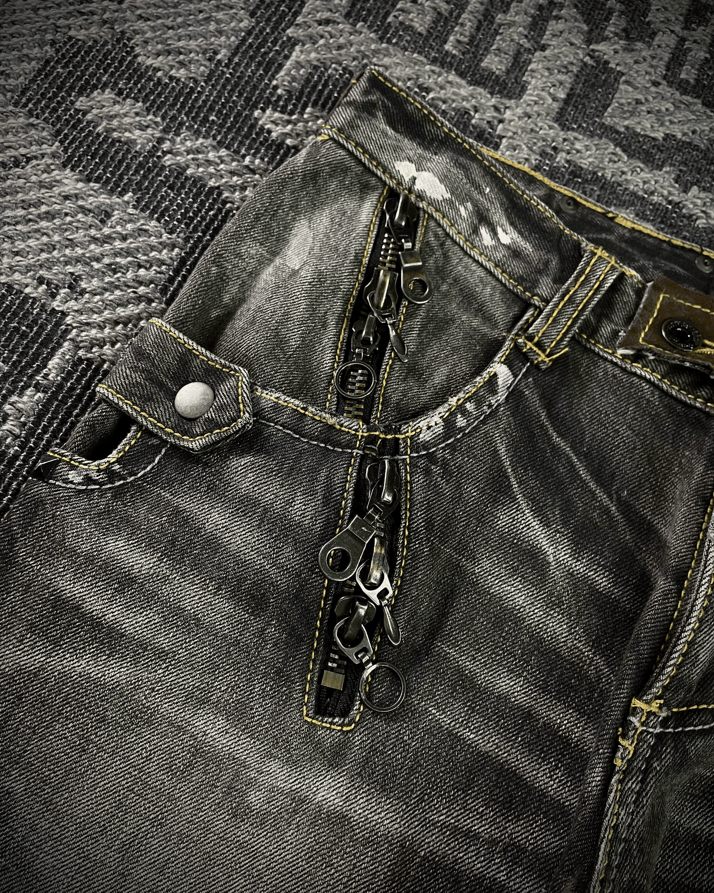 Semantic Design Multi -Zip Black Bootcut Jeans