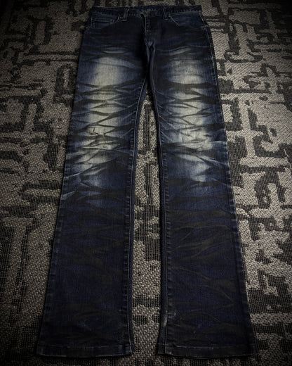 Tornado Mart Black Whiskered Faded Skinny Denim