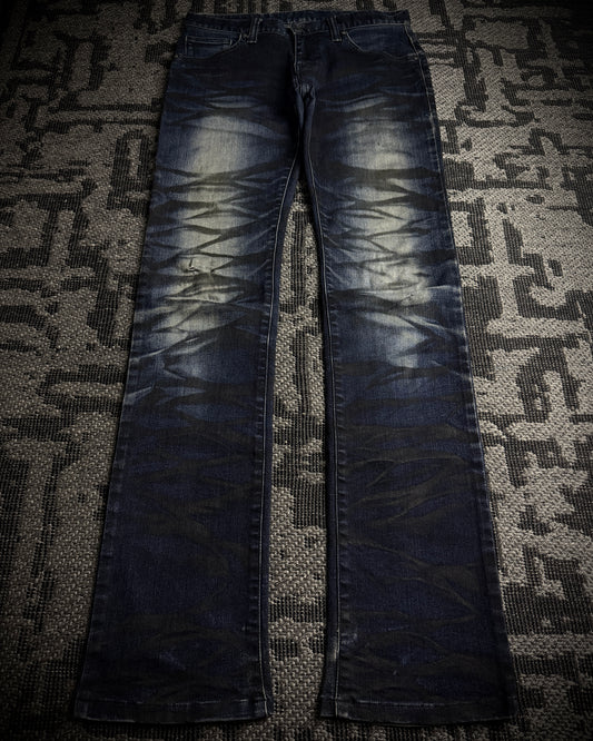 Tornado Mart Black Whiskered Faded Skinny Denim