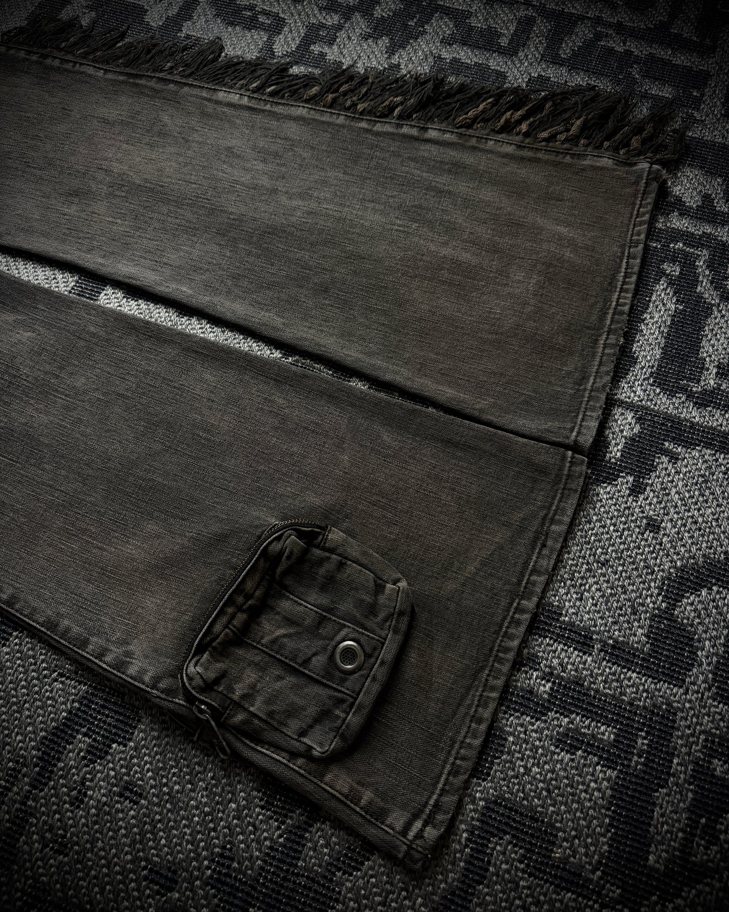 VERONICA by LED RECHWE “Crazy Racer” Mud Washed Utility Flared Denim