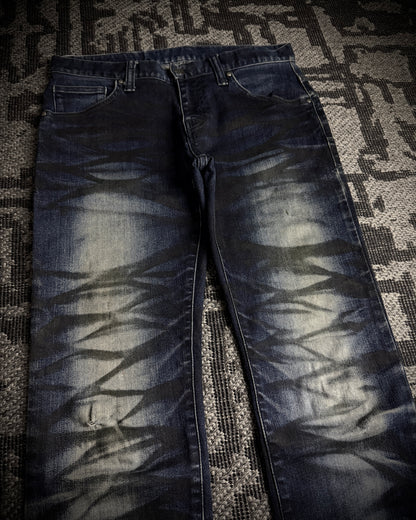 Tornado Mart Black Whiskered Faded Skinny Denim