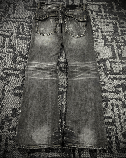 Semantic Design Multi -Zip Black Bootcut Jeans