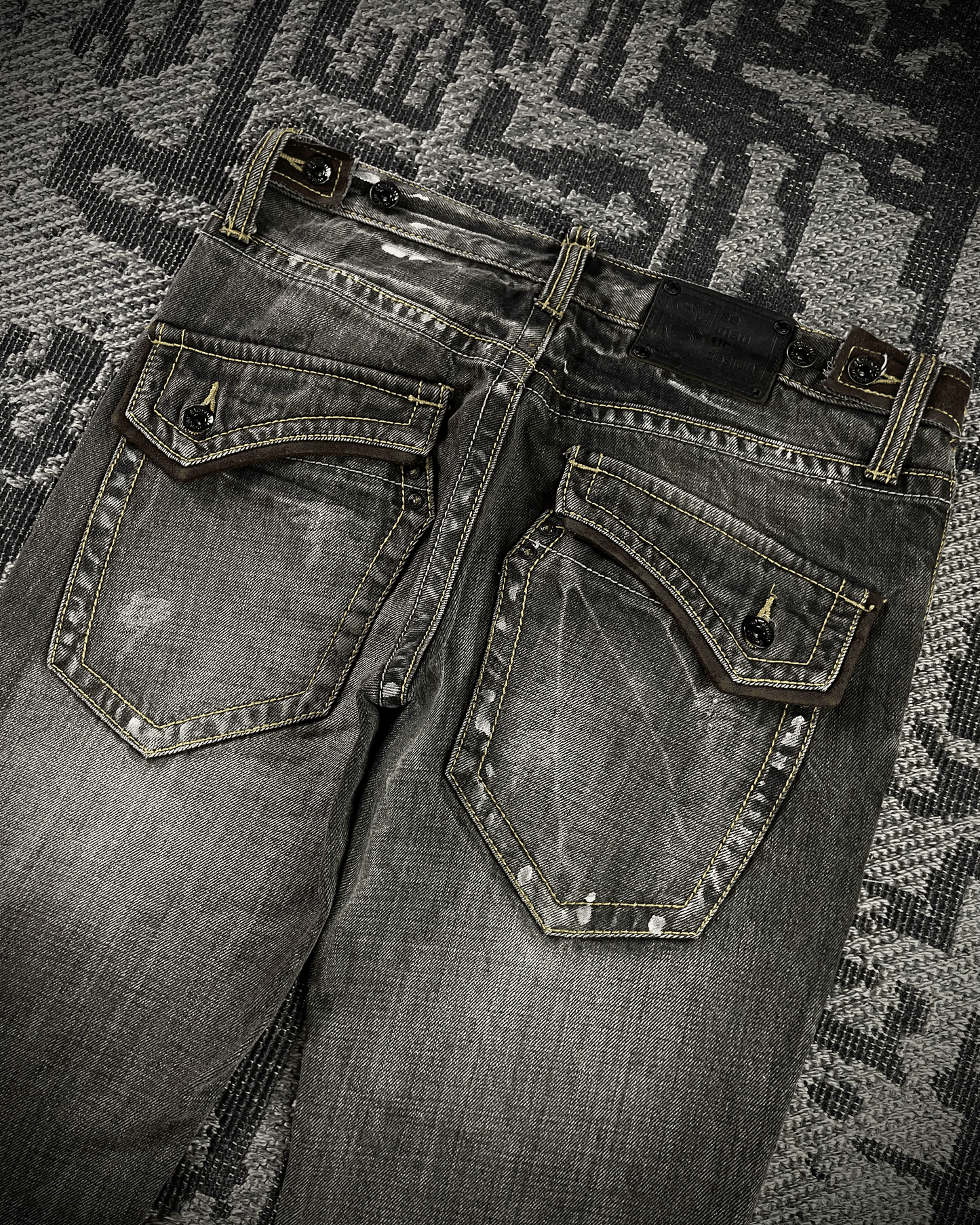 Semantic Design Multi -Zip Black Bootcut Jeans