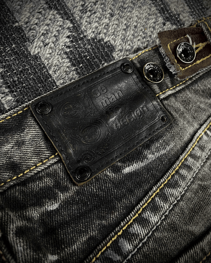 Semantic Design Multi -Zip Black Bootcut Jeans