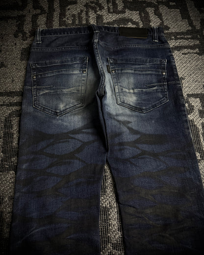 Tornado Mart Black Whiskered Faded Skinny Denim