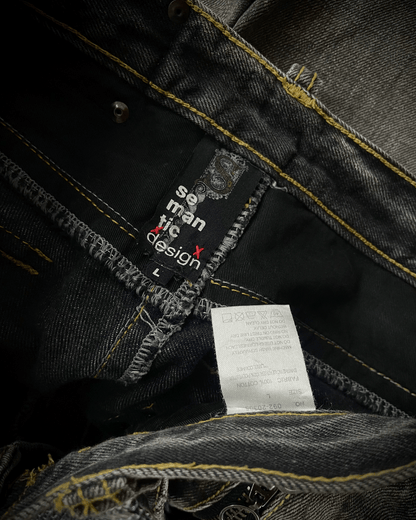 Semantic Design Multi -Zip Black Bootcut Jeans