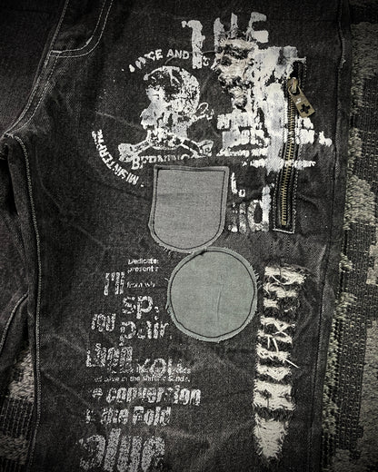 Bernings Sho Silver Stitch Multi-zip Distressed Poem Bootcut Jeans