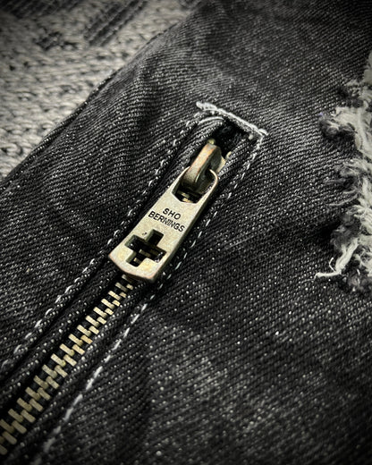 Bernings Sho Silver Stitch Multi-zip Distressed Poem Bootcut Jeans