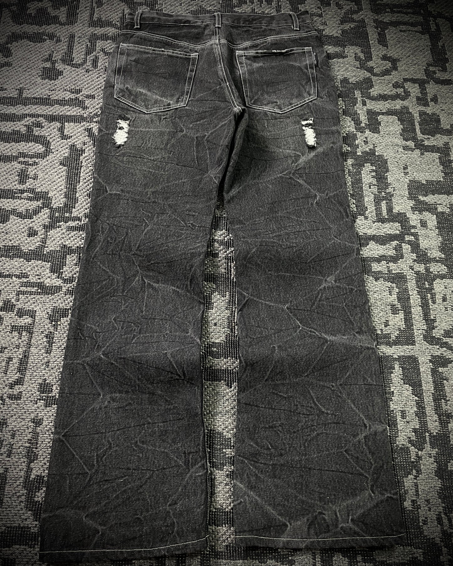 Bernings Sho Silver Stitch Multi-zip Distressed Poem Bootcut Jeans