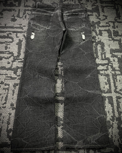 Bernings Sho Silver Stitch Multi-zip Distressed Poem Bootcut Jeans