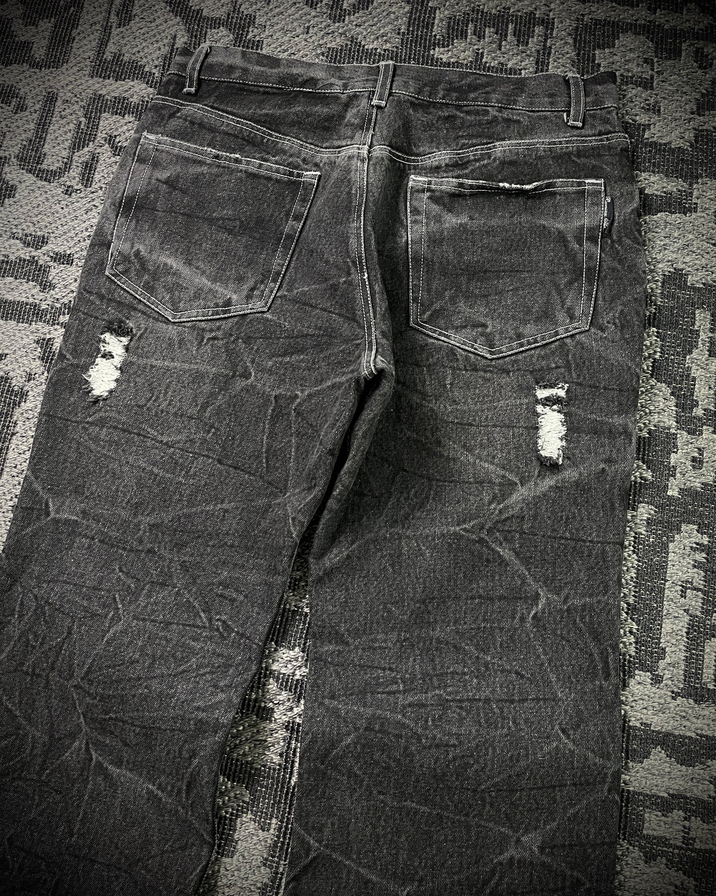 Bernings Sho Silver Stitch Multi-zip Distressed Poem Bootcut Jeans