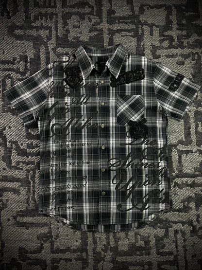Manhoe Japanese Poem Patch Flannel Shirt