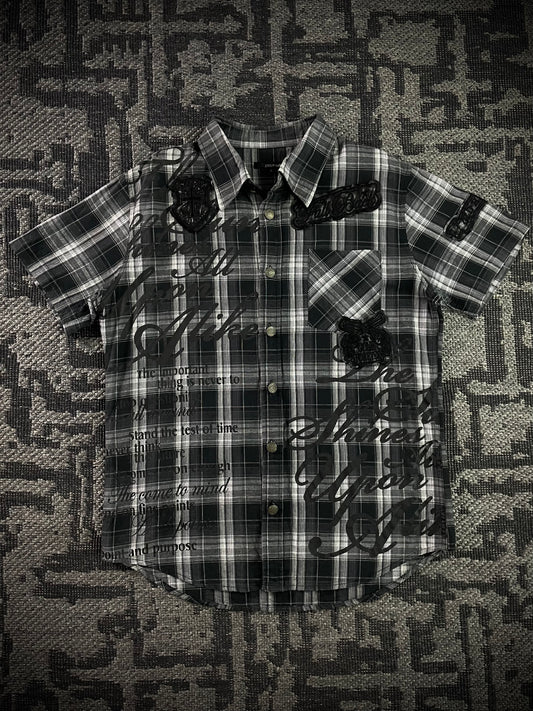 Manhoe Japanese Poem Patch Flannel Shirt