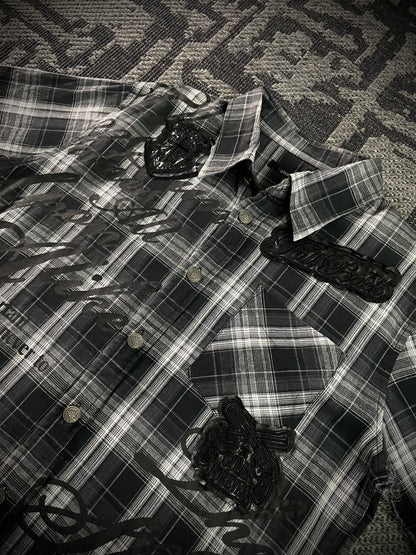 Manhoe Japanese Poem Patch Flannel Shirt