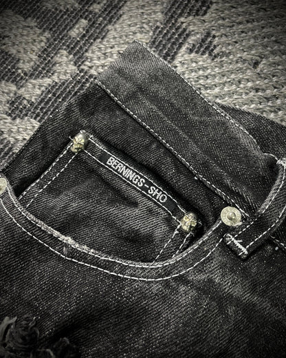 Bernings Sho Silver Stitch Multi-zip Distressed Poem Bootcut Jeans