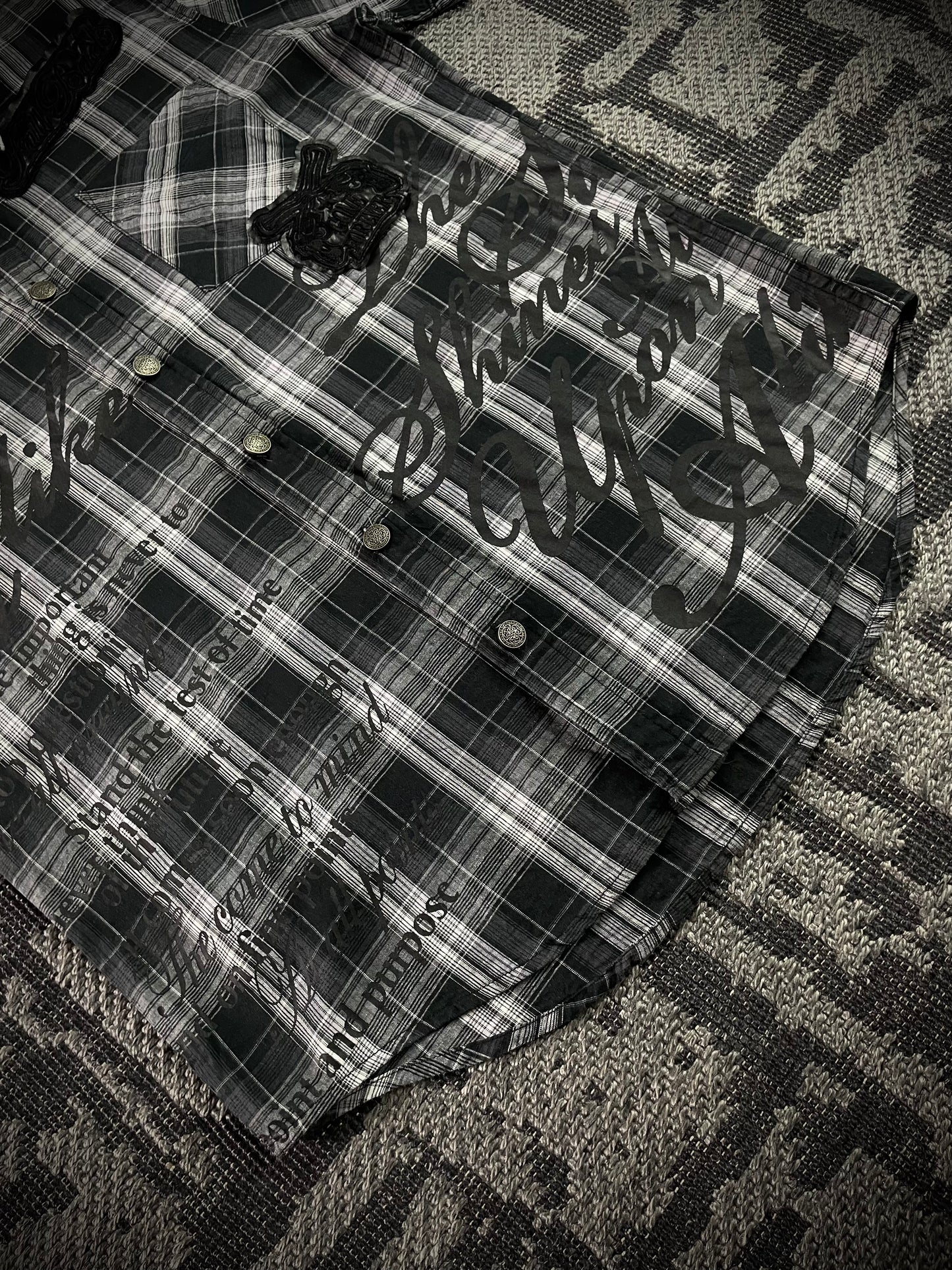 Manhoe Japanese Poem Patch Flannel Shirt