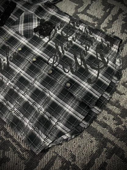 Manhoe Japanese Poem Patch Flannel Shirt