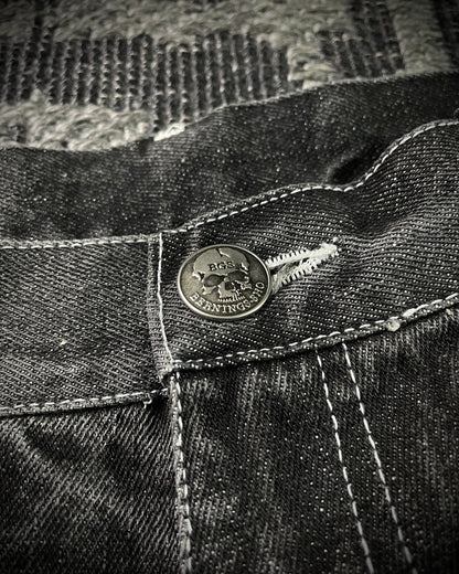 Bernings Sho Silver Stitch Multi-zip Distressed Poem Bootcut Jeans