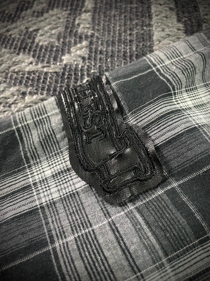 Manhoe Japanese Poem Patch Flannel Shirt