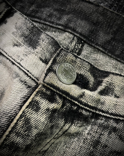 Bernings Sho Acid Wash Patchwork Multi Zip Poem Flared Jeans