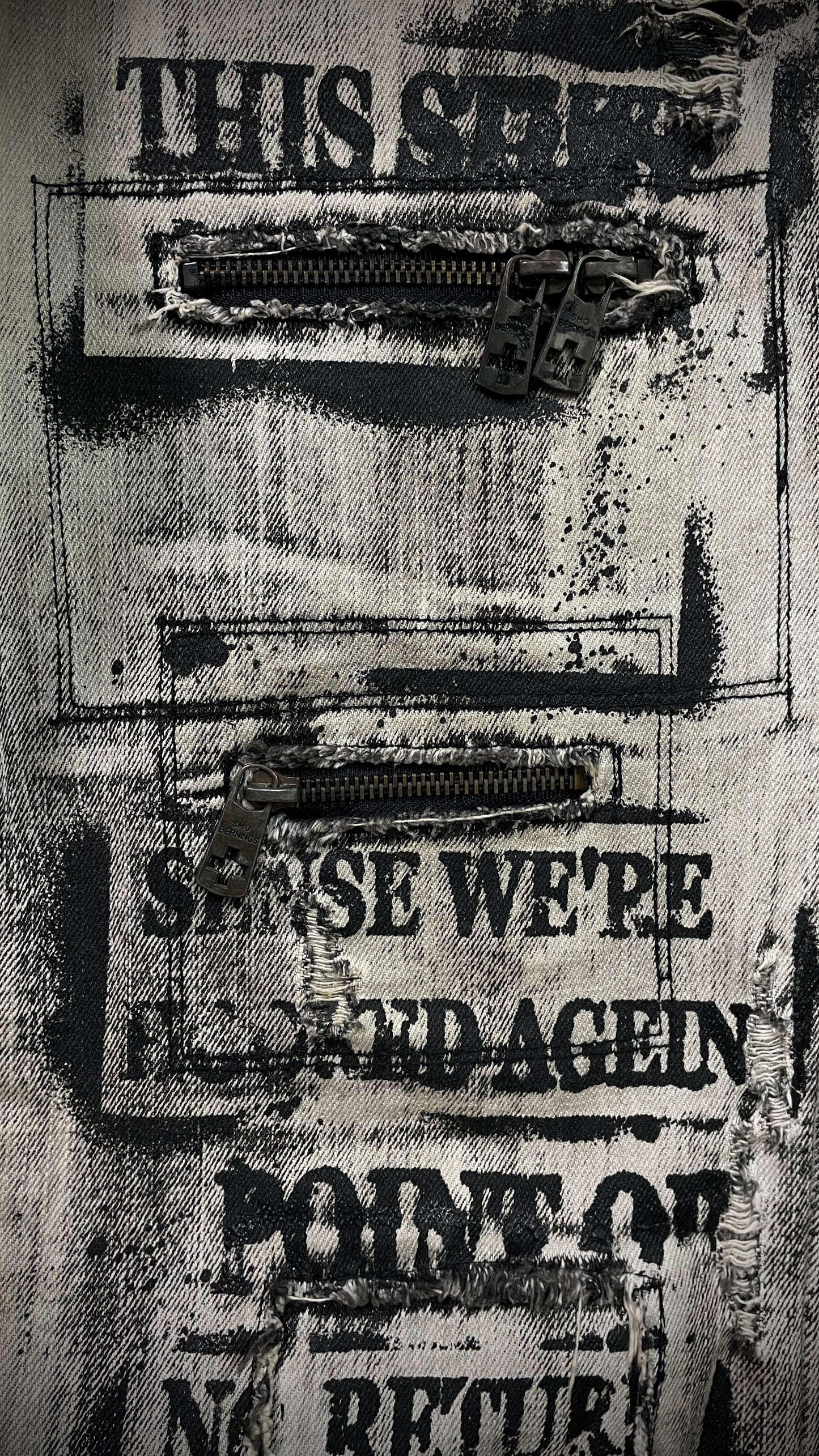 Bernings Sho Acid Wash Patchwork Multi Zip Poem Flared Jeans