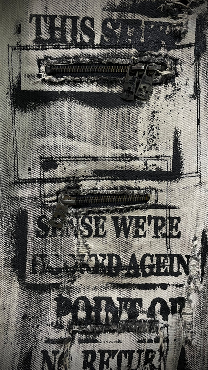 Bernings Sho Acid Wash Patchwork Multi Zip Poem Flared Jeans