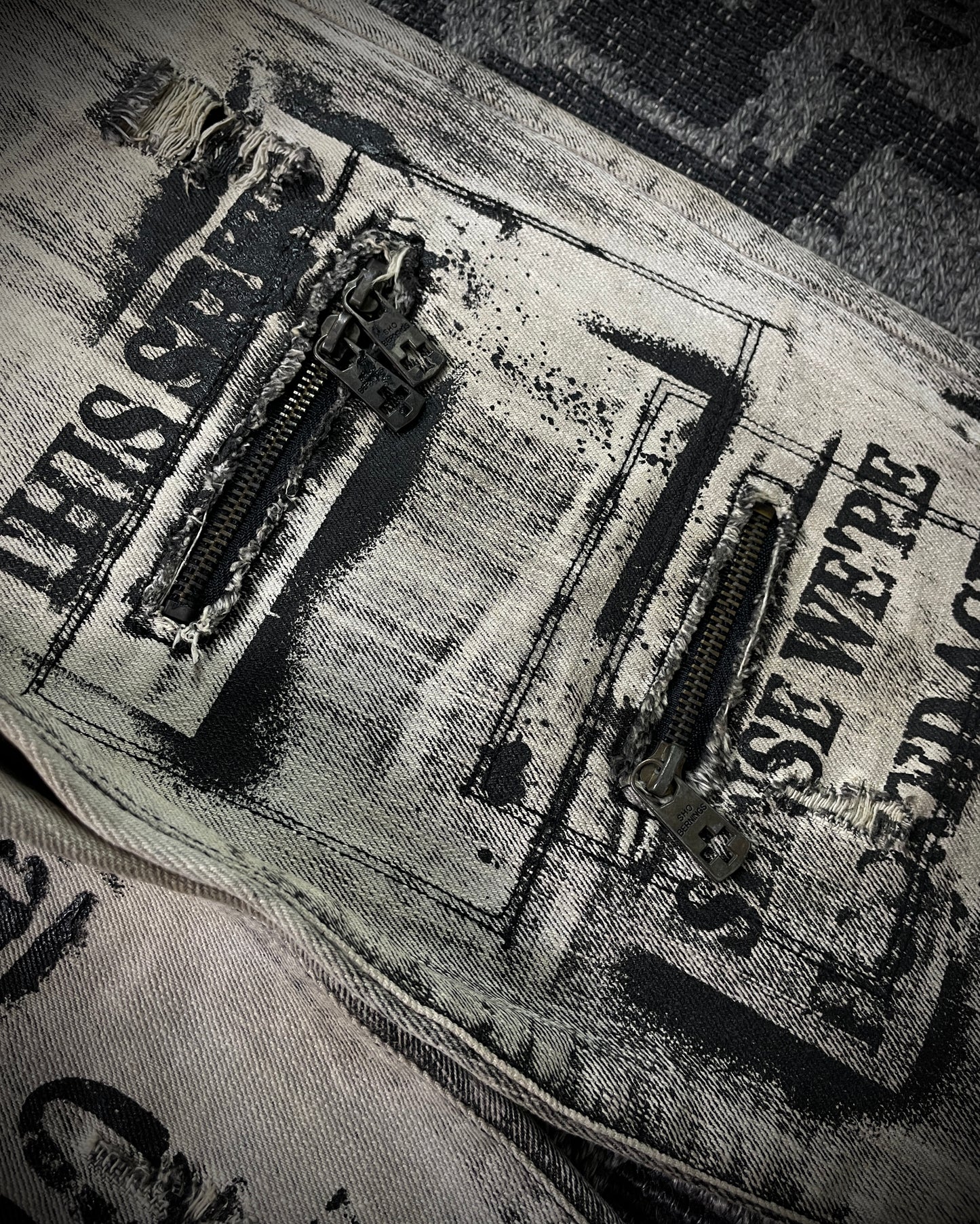 Bernings Sho Acid Wash Patchwork Multi Zip Poem Flared Jeans