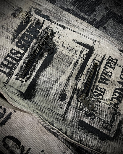 Bernings Sho Acid Wash Patchwork Multi Zip Poem Flared Jeans