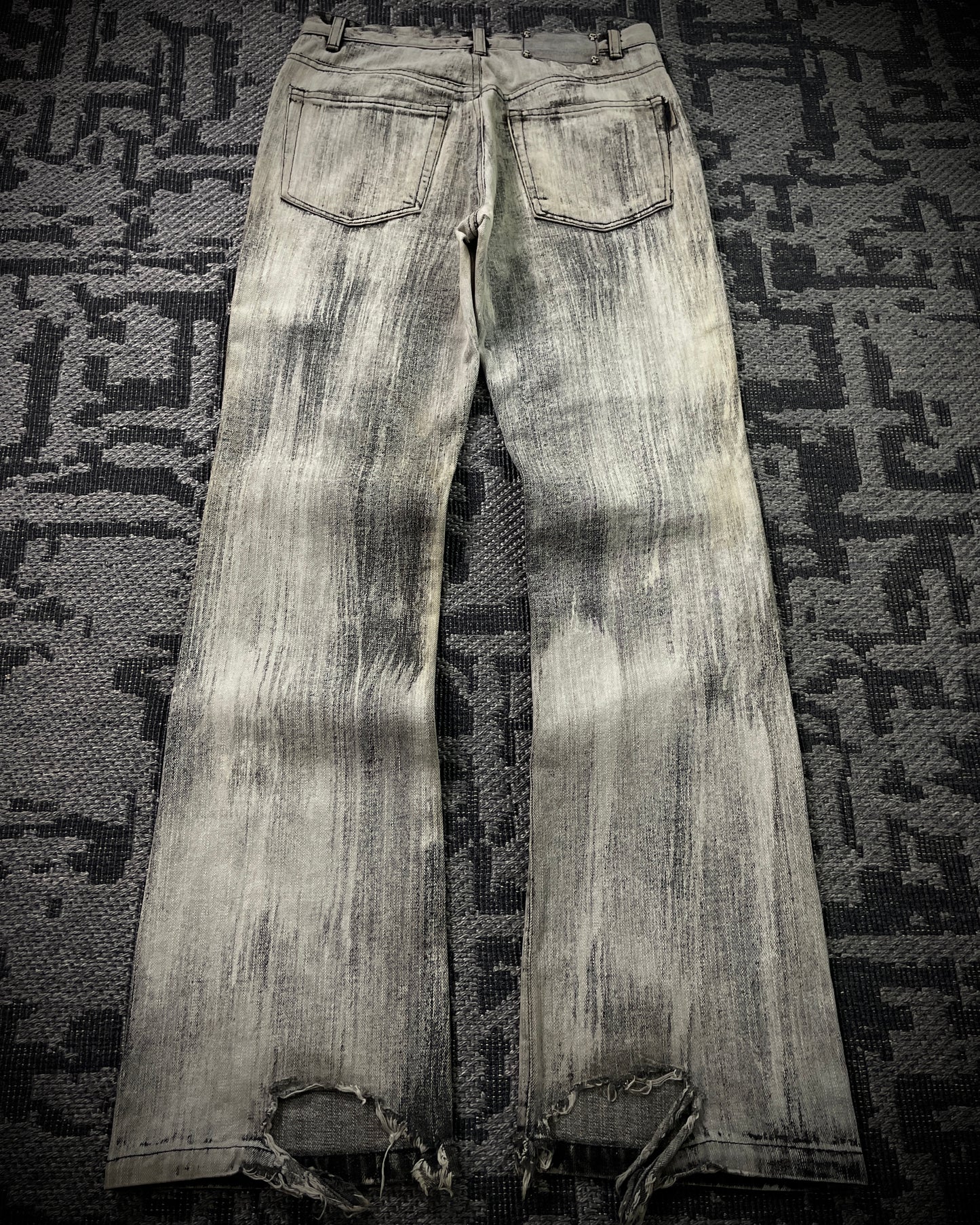 Bernings Sho Acid Wash Patchwork Multi Zip Poem Flared Jeans